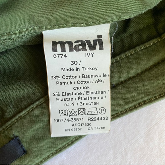 Mavi Ivy Mid Rise Slim Cargo Pants in Green Women's 30 - Picture 9 of 10
